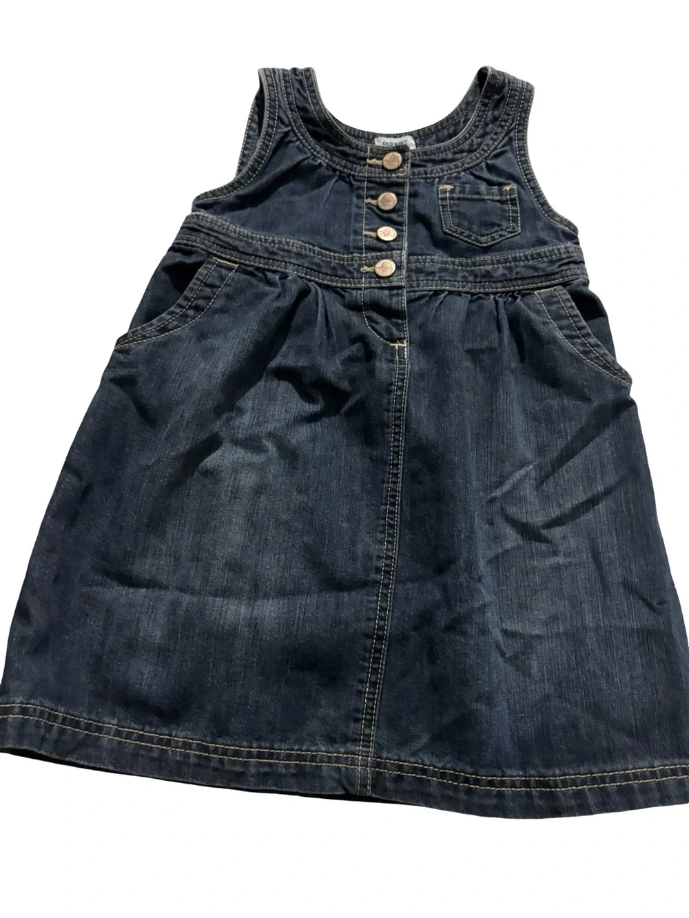 Old Navy Navy Denim Button-Front Pinafore Dress